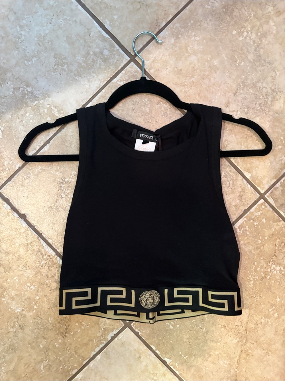 NWT Versace Jacquard Cotton-Jersey Crop Top